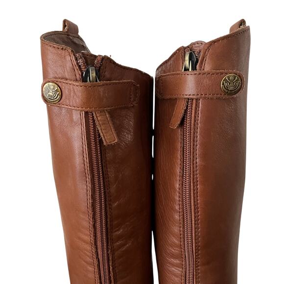 Sam Edelman Penny Back Zip Wide Calf Block Heel Riding Boots Brown Size 7 - Picture 10 of 11
